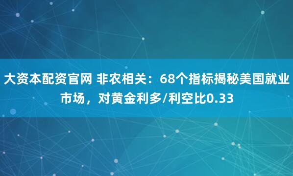 大资本配资官网 非农相关：68个指标揭秘美国就业市场，对黄金利多/利空比0.33